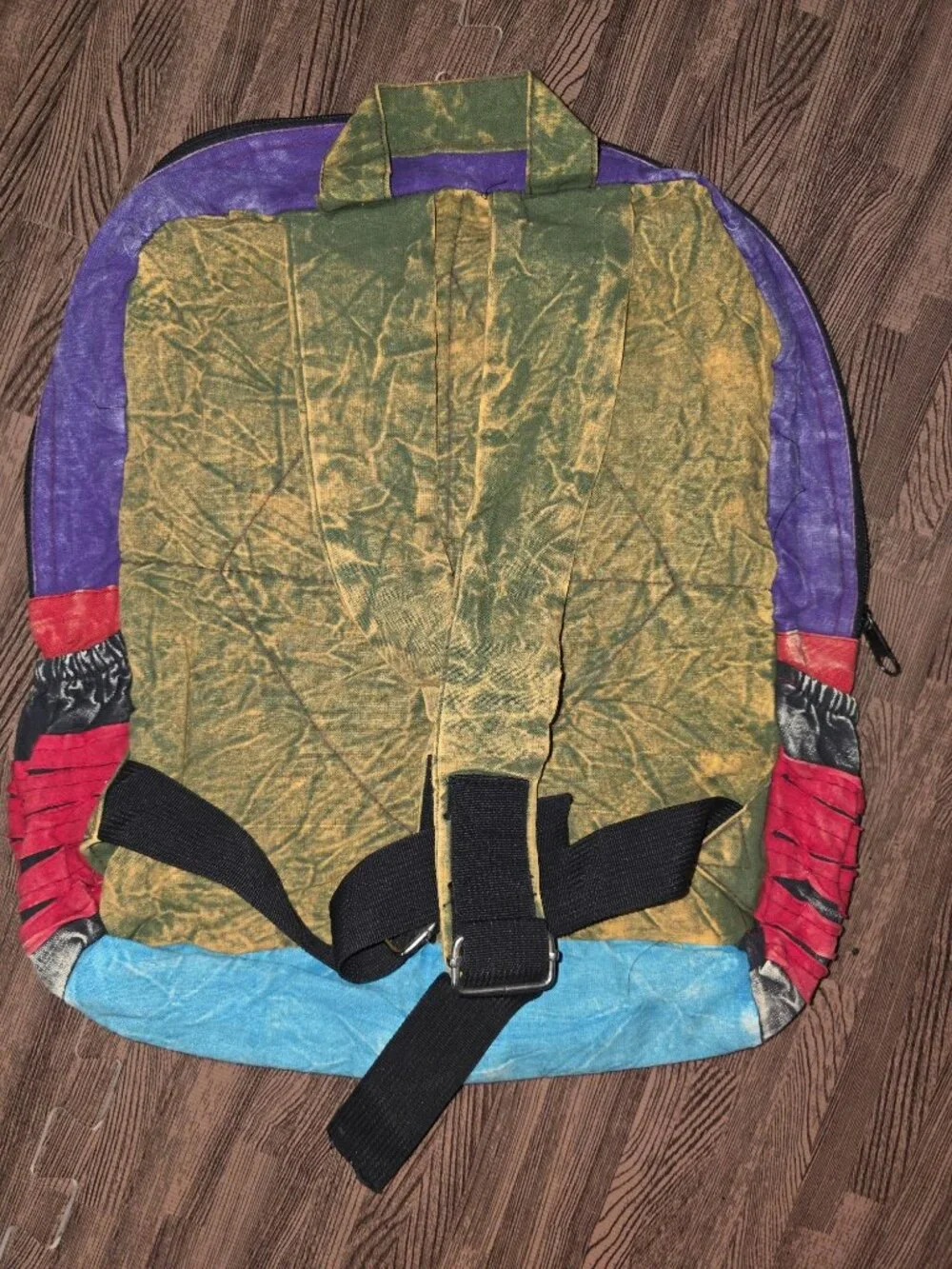 Handmade Multicolor Cotton Backpack With Panda Embroidery 18